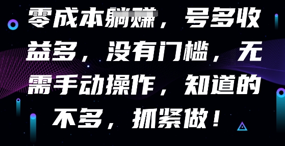 零成本全自动,号多收益多,没有门槛,无需手动-狐狸网创资源网