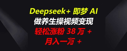 Deepseek+即梦AI,做养生操视频变现,轻松涨粉38W+,月入一W+-狐狸网创资源网