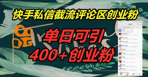 快手私信截流创业粉,一天引流400+-狐狸网创资源网