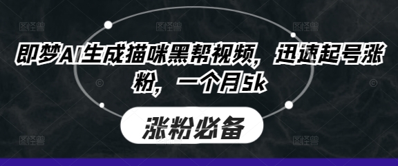 即梦AI生成猫咪黑帮视频,迅速起号涨粉,一个月5k-狐狸网创资源网
