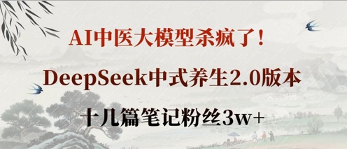 AI中医大模型杀疯了!DeepSeek中式养生2.0版本,十几篇笔记粉丝3w+-狐狸网创资源网