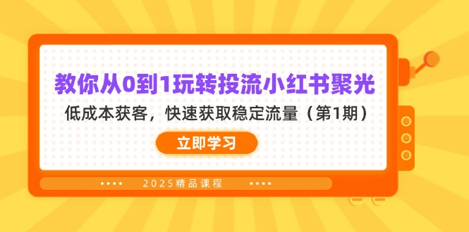 （14260期）教你从0到1玩转投流小红书聚光，低成本获客，快速获取稳定流量（第1期）-狐狸网创资源网