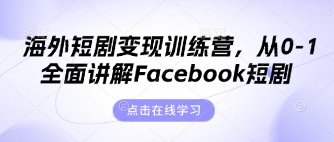 海外短剧变现训练营,从0-1全面讲解Facebook短剧-狐狸网创资源网