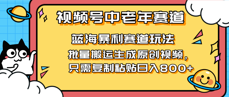 （14314期）2025视频号中老年短视频蓝海暴利风口！复制粘贴搬运视频单日赚800+，无...-狐狸网创资源网