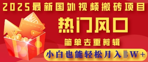 2025最新视频搬砖项目，热门风口，简单去重剪辑，小白也能轻松月入过W-狐狸网创资源网