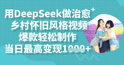 用DeepSeek做治愈乡村怀旧风格视频,爆款轻松制作,当日最高变现多张-狐狸网创资源网